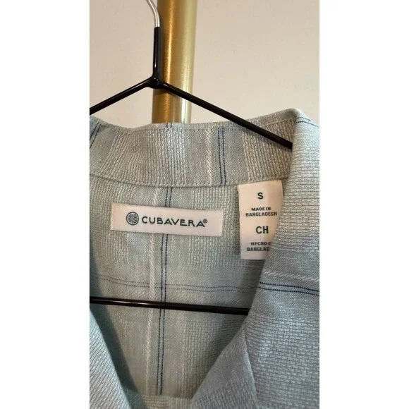 Cubavera Men’s Classic‑Fit Windowpane Linen Blend Camp Shirt S/CH $80 NWT - Picture 8 of 9
